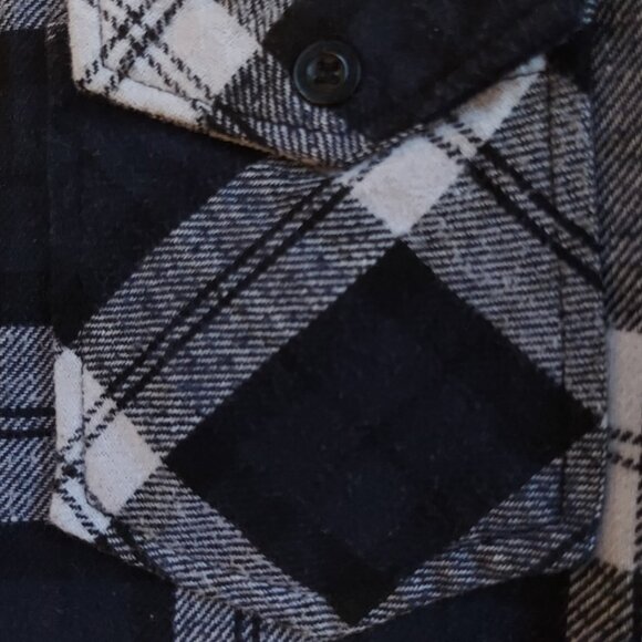 Men Flannel Shirt Long Sleeves Check Print Button Up - Picture 2 of 6